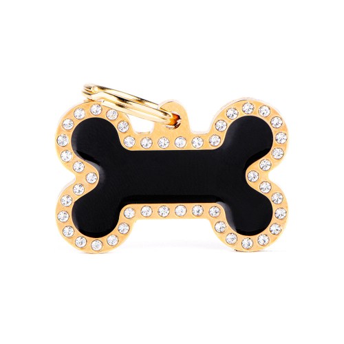 Placa Glam Hueso Grande Negro y Oro...