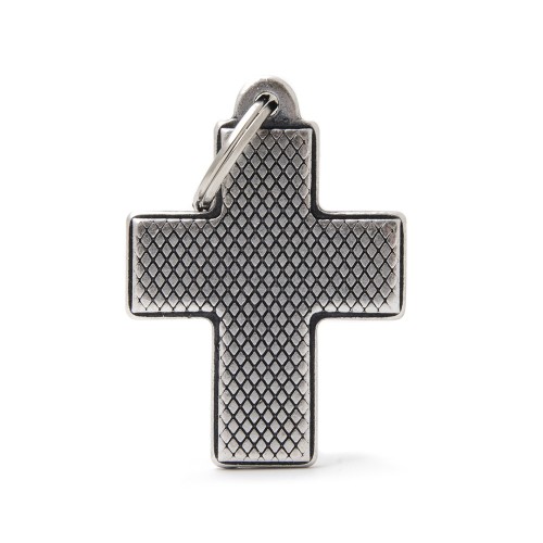 Bronx großes Kreuz Rauten Plakette aus altem Silber