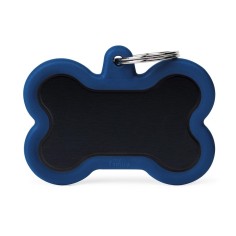 Placa Hushtag Hueso XL Negro en Aluminio con Goma Azul...