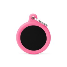 Placa Hushtag Círculo Negro en Aluminio con Goma Rosa