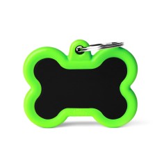 Placa Hushtag Hueso Negro en Aluminio con Goma Verde