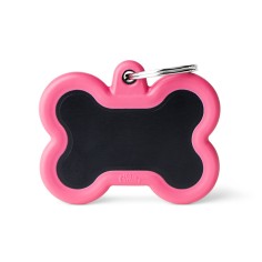 Placa Hushtag Hueso Negro en Aluminio con Goma Rosa