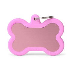 Placa Hushtag Hueso XL Rosa en Aluminio con Goma