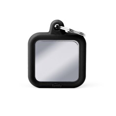 Medaglietta Hushtag Quadrato in Ottone Cromato con Gomma...