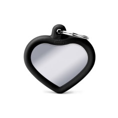 Placa Hushtag Corazón en Latón Cromado con Goma Negra