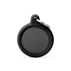 Placa Hushtag Círculo Negro en Aluminio con Goma