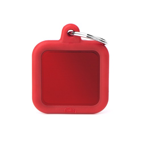 Hushtag Red Aluminum Square ID Tag with Rubber