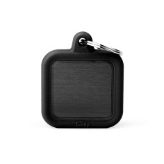Médaille Hushtag Carré Noir en Aluminium avec Caoutchouc