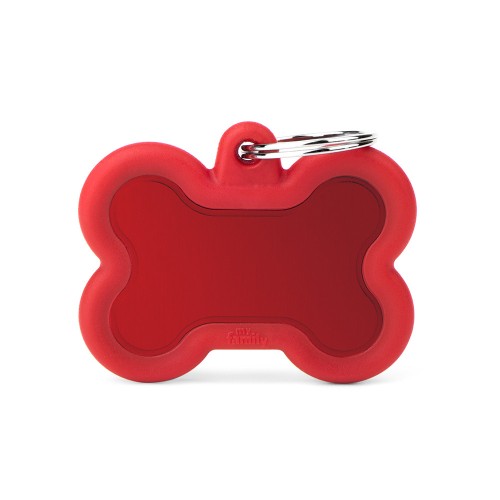 Hushtag roter Knochen Plakette aus Aluminium mit Gummi