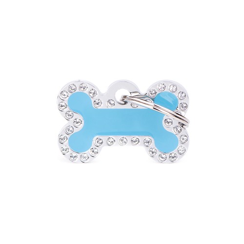 Médaille Glam Os Petit Bleu Ciel avec Strass