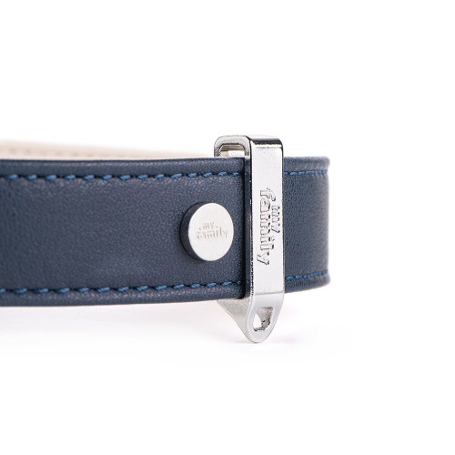 Collier Hermitage en Cuir Véritable Bleu et Crème