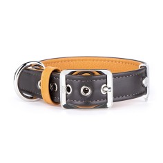 Collier Hermitage en Cuir Véritable Marron et Ocre
