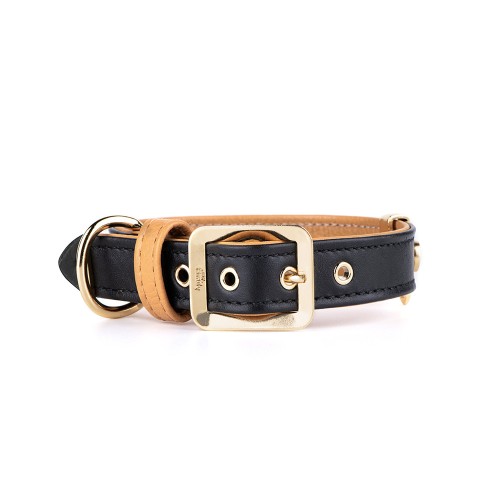 Collar Hermitage de Cuero Auténtico en Negro y Ocre