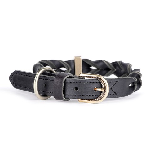 Collier Ascot en Cuir Gras Noir