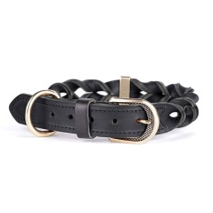 Halsband Ascot in schwarzem Leder