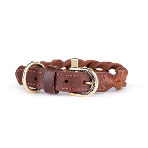 Collier Ascot en Cuir Gras Marron