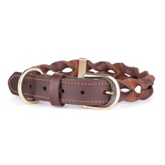 Collier Ascot en Cuir Gras Marron