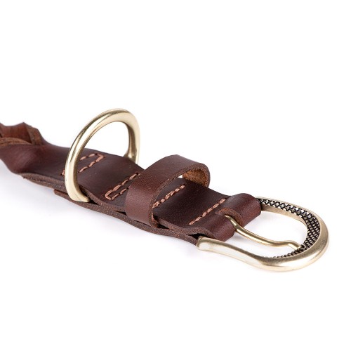 Collier Ascot en Cuir Gras Marron