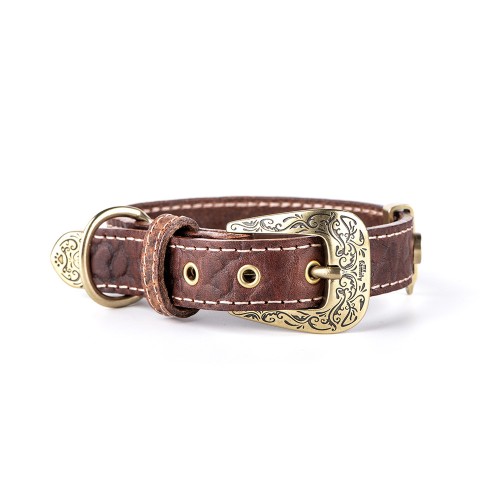 Collier El Paso en Cuir Véritable Marron